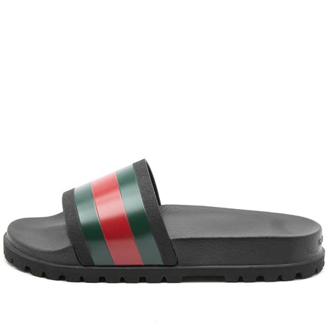 gucci pursuit trek slides black multi rubber mens|Gucci Pursuit Web Slides .